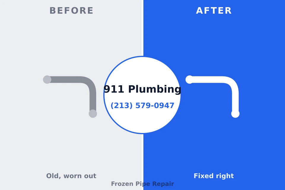 Before and after: plumbing repair Rolling Hills Estates, CA